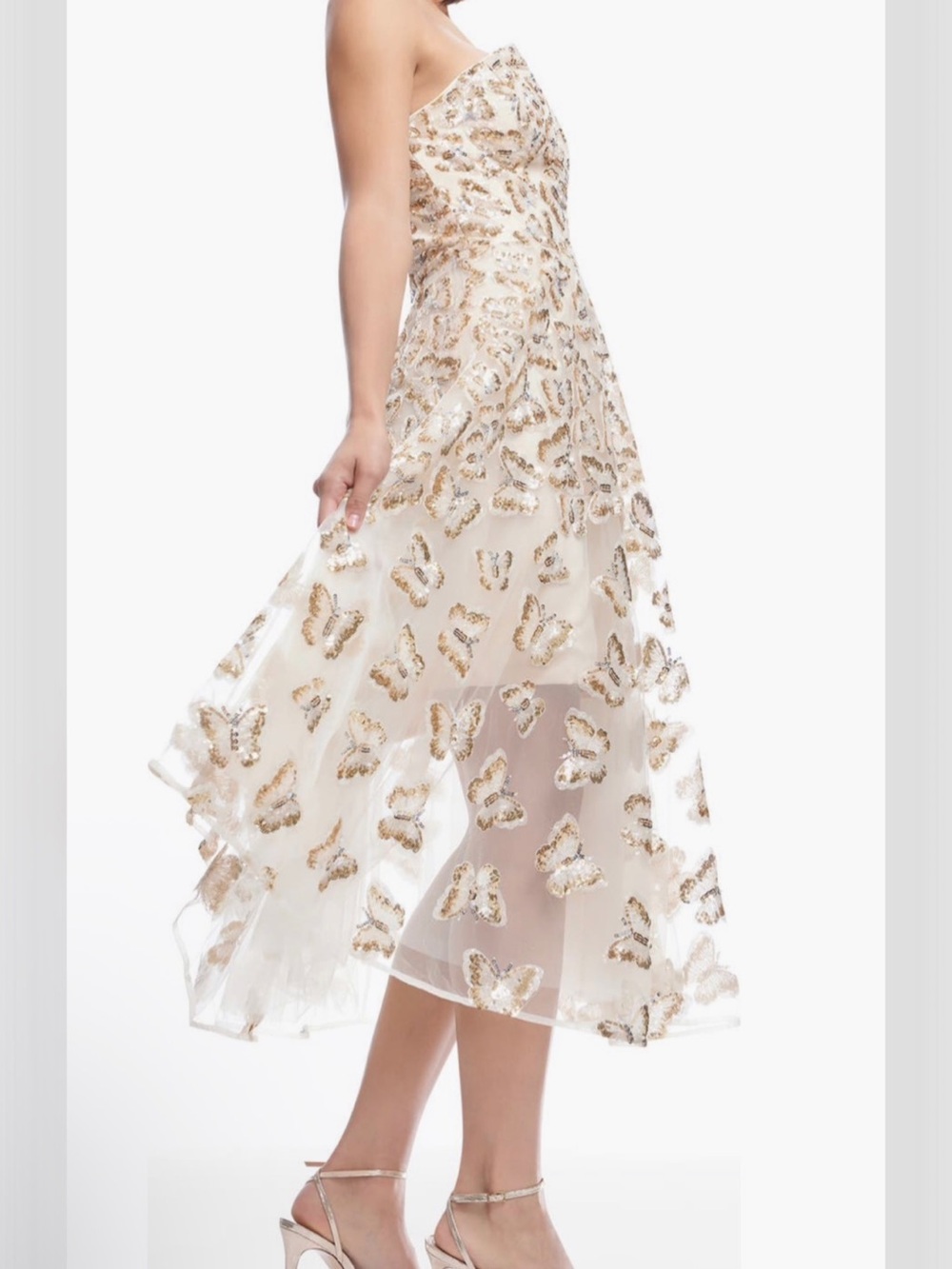 Dress the Population Champagne Butterfly Sequin Midi Dress - Picture 4 of 5